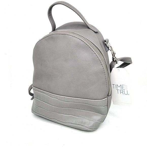 Time and Tru Handbags - NWT Time and Tru Grey Faux Leather Mini Backpack